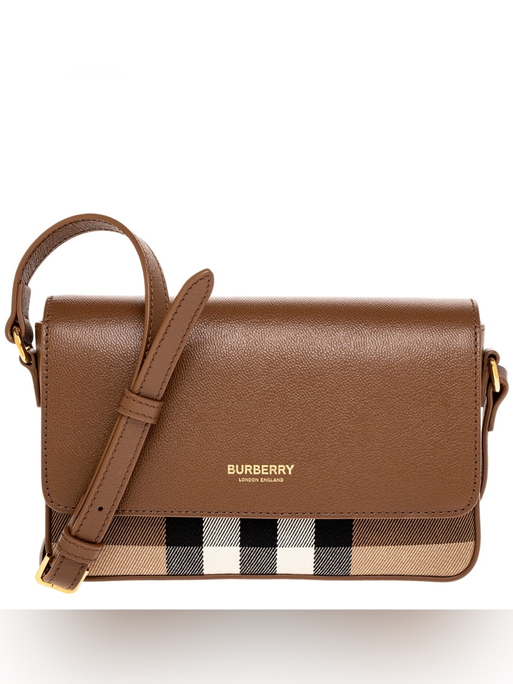 Burberry Leather Crossbody with Signature Check Trim